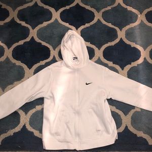 White Nike hoodie.